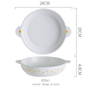 Jingsolhui — assiettes de cuisson en céramique, <span class=keywords><strong>pour</strong></span> faire des gâteaux à la maison, résistant à la chaleur, <span class=keywords><strong>pour</strong></span> <span class=keywords><strong>fromage</strong></span> avec poignée - Product Image 6