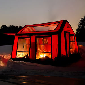 Настраиваемый Открытый Воздушный кемпинг, глэмпинг, холщовая стена, водонепроницаемая ткань из ПВХ, ткань Оксфорд, кемпинг, семейный надувной воздушный колокольчик, палатка - Product Image 5