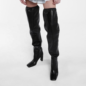 Famoso Designer di Marca Stivali Nero Dell'unità di elaborazione A Punta Tacchi A Spillo Elastico Largo Della Coscia Sopra Il Ginocchio Della Coscia Stivali Alti Stivali Lunghi - Product Image 5