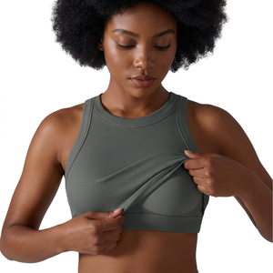 Camisola sin mangas de verano para mujer al por mayor, top corto informal con almohadillas fijas - Product Image 2