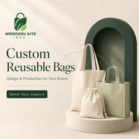 Sac à cordon pliable en toile de coton naturelle recyclée avec logo personnalisé, petit et moyen, en tissu mousseline blanc pour bijoux