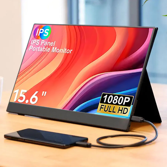 HD 1080P IPS LED Portable Monitor 15.6 Inch with Type-C and USB Ports for Mobile PC Laptop Use