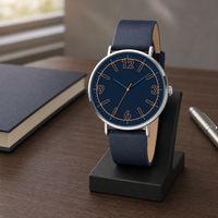 Montre-bracelet à quartz pour homme, boîtier en alliage, bracelet en cuir véritable de qualité supérieure, montre d'affaires