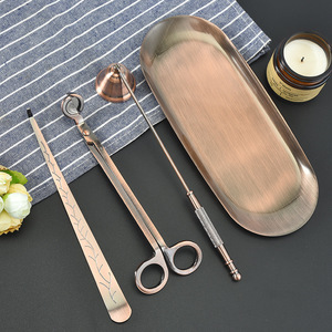 MEGEL Bougies de soja écologiques en bronze rouge, outil de bougie d'aromathérapie, ensemble de 2345 cisailles avec <span class=keywords><strong>extincteur</strong></span> et plateau de rangement moderne - Product Image 1