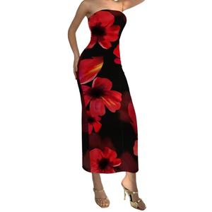 <span class=keywords><strong>Abbigliamento</strong></span> Femminile, Eleganti Abiti da Donna, Vestito Estivo Slim con Spalle Scoperte, Stampa Floreale a Contrasto, Elegante Abito alla Moda - Product Image 3