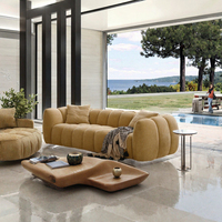 Canapé modulaire moderne pour salon, canapé incurvé capitonné en tissu, mobilier d'appartement