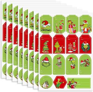 Autocollants cadeaux rectangulaires en papier autocollant de Noël, étiquettes nominatives, Père Noël, bonhommes de neige, cloches pour la <span class=keywords><strong>d</strong></span>écoration des cadeaux de Noël - Product Image 2