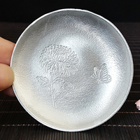 Sous-verre circulaire en étain pur, isolant thermique et antidérapant, pour plateau à thé, porte-tasse, accessoires de cérémonie du thé Kung Fu