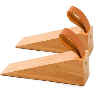 ที่กั้นลมแบบเชือกแขวน ADC Modern Wood Door Wedge พร้อมห่วงหนัง ป้องกันลมเข้าบ้าน/สำนักงาน - Product Image 1