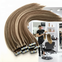 Extensions à bandes adhésives vierges blond clair russe Remy, trame unique, sans nœuds, non traitées, cuticules alignées, prix d'usine