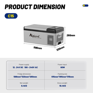 Réfrigérateur personnalisé C15 12V pour voiture, congélateur pour <span class=keywords><strong>camion</strong></span>, compresseur portable AC/DC, réfrigérateur Alpicool, réfrigérateur électrique pour camping-car - Product Image 2