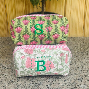 Top Selling Handmade Floral Cotton Down <b>Zip</b> Makeup Bag Bridesmaid Gifts Proposal Cosmetic Bag Women Cosmetic Bags - Product Image 1