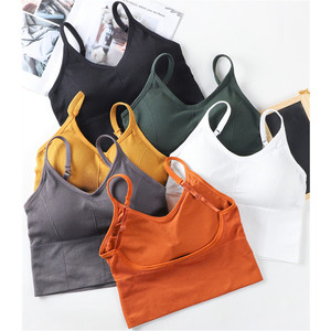 Cotton Women's Spaghetti Strap Cotton Pullover Sports Bra Girl Underwear Fitness Running Yoga Sport Tops