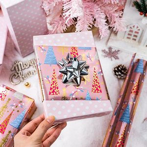 Reversible Christmas <b>Wrapping</b> <b>Paper</b> Roll Pink Metallic Foil Tree Polka Dot 17 Inch X 33 Feet Recyclable Packaging <b>Paper</b> - Product Image 5