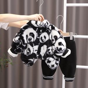 Offre Spéciale prix usine costume d'<span class=keywords><strong>hiver</strong></span> pour enfants épais 2 pièces <span class=keywords><strong>manteau</strong></span> et pantalon garçons ensembles de vêtements - Product Image 2