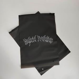 Branded Matte Black Zipper Bags - Custom Semi-Transparent Frosted Poly Bags for Apparel & Streetwear - Product Image 2
