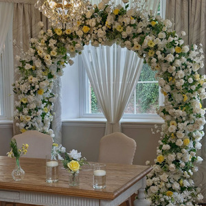 HK-UFA015 Wedding Hydrangea <b>Flower</b> Arch Artificial Backdrop Black <b>Flower</b> Arch Rose <b>Silk</b> <b>Flower</b> Arch Decorative Red pink Black - Product Image 1