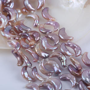 Perlas de Agua Dulce Barrocas en Forma de Luna, Color Rosa Púrpura Natural, 18 cm, de Zhuji, para Hacer Pulseras, Perlas Sueltas Cortas - Product Image 1