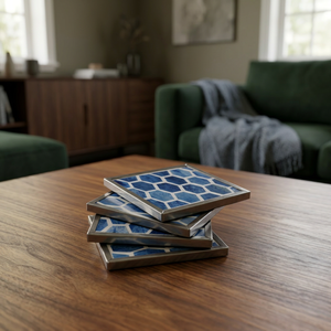 Posavasos y Almohadillas de Estilo Clásico Americano con Incrustaciones de Hueso, Ecológicos, para Mesa de Té, Café, Desayuno, Cena, Familias, 10mm 8mm - Product Image 1