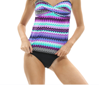 Femmes dames rayé Zigzag impression couleur dos ouvert conception Push up Tankini maillot de bain personnalisé maillot de bain pour la plage d'été