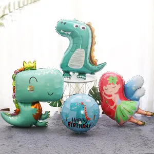 ベビーシャワーの誕生日パーティーの装飾バルーンのための漫画の王冠恐竜アルミホイルバルーンバルーン