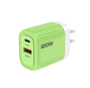 Prix usine 120W Chargeur A + C Tête de charge à double port Macaron EU US UK QC Tête de charge rapide - Product Image 1
