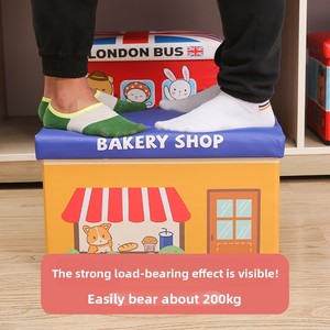 Pouf de rangement rectangulaire en cuir amélioré pour enfants, boîte de rangement pour jouets, design moderne, mobilier multifonctionnel pour <span class=keywords><strong>la</strong></span> maison - Product Image 4