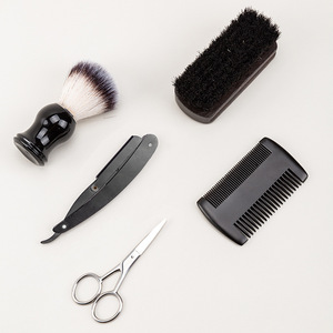 <span class=keywords><strong>Kit</strong></span> de soins pour la <span class=keywords><strong>barbe</strong></span> avec tondeuse, ciseaux, peigne, brosse pour hommes, ensemble d'outils de toilettage, noir - Product Image 4
