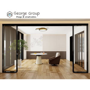 Portes coulissantes en verre et aluminium design moderne à profil mince pour la cuisine, la salle de bain, l'hôtel et le centre commercial pour l'intérieur de la pièce et le jardin. - Product Image 4