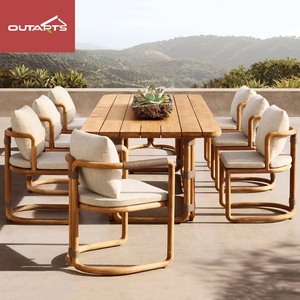 Set di Tavolo e Sedie da Esterno in Legno di Teak, <span class=keywords><strong>Arredamento</strong></span> Moderno per Giardino, Terrazza, Hotel e Cortile - Product Image 1