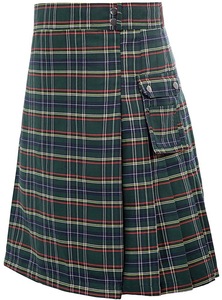 Kilt Tradizionale da Uomo Plissettato in Tartan, Taglia Grande, Ibrido Scozzese in Lino Nero e Tartan con Cinghie in Pelle - Product Image 2