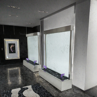 Rideau d'eau moderne multifonctionnel en verre trempé avec LED RGB, cloison d'eau personnalisée, fixation murale ou autoportante, pour hôtel