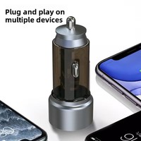Pengisi Daya Mobil Anti Api Aluminium Alloy Mini 2-Port Tipe-C 48W USB PD Pengisian Cepat QC 3.0 Dual-Port Pengisian Cepat Ponsel