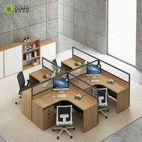 Bureau Open Space 6 places en forme de L, bureau moderne, configuration de poste de travail de bureau