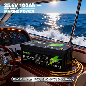 Batterie LiFePO4 25,6V 24V 100Ah à décharge profonde pour applications solaires, VR, marines et UPS - Product Image 3