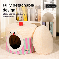 Lit pour chat fermé et confortable en 3 tailles avec mousse à mémoire de forme 3D, maison-caverne entièrement détachable pour chats d'intérieur, chatons et petits chiens
