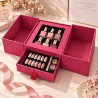 Boîte à deux niveaux personnalisée avec logo pour salon de manucure, petite boîte de rangement pour accessoires de beauté, emballage en couleur, vente en gros ODM