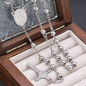 Collar de cuentas de moda de acero inoxidable 316L personalizado, joyería fina, collares de rosario de fe para mujeres y hombres - Product Image 2