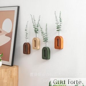 Grid Forte Wooden <b>Wall</b> Mounted Vase Rack Geometric Shape For Green Plants And Dried Flowers Living Room Decorative <b>Display</b> - Product Image 4