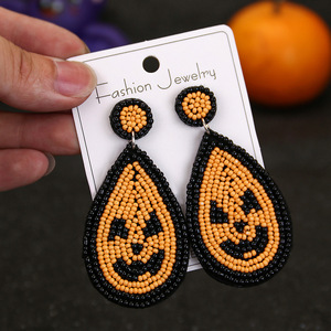 2025 nuevos pendientes colgantes de gota de fantasma BOO con cuentas de Halloween, regalos de joyería de Metal para mujeres y niñas, pendientes de fantasma de perlas de diamantes de imitación - Product Image 3