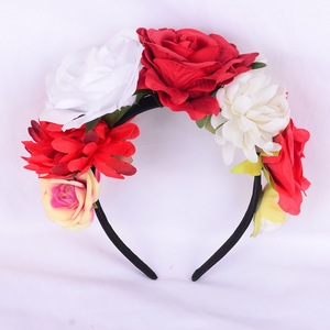 Diadema de Flores de Rosa Simuladas Estilo <span class=keywords><strong>Mexicano</strong></span>, Corona para el Día de Muertos, Halloween, Diadema Colorida con Estambres, Aro para el Cabello, Unisex, a la Moda - Product Image 3