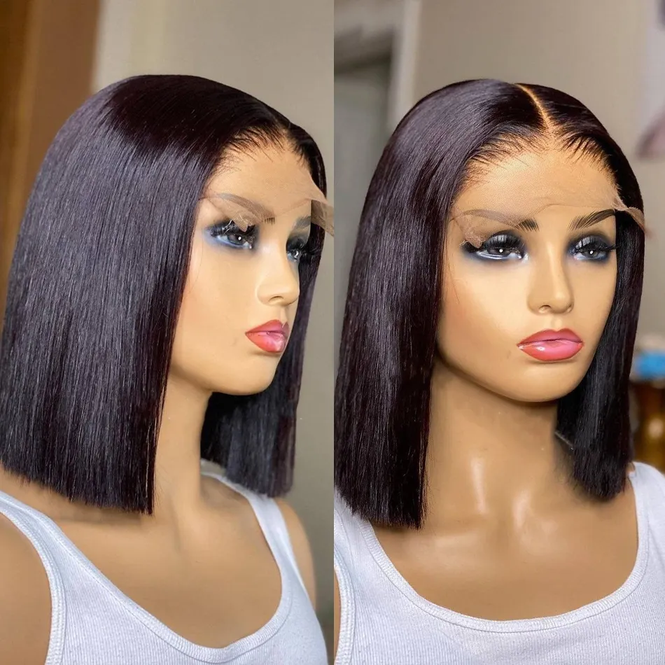 Amara Raw Hair Popular Transparent Hd Lace Frontal Wigs 100% Brazilian Virgin Bob Human Hair Wigs In Stock