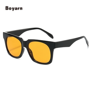 Venta al por mayor de fábrica, gafas de sol cuadradas simples para mujer, lentes amarillas de moda UV400, Unisex, Multicolor, peso ligero, Color de contraste - Product Image 6