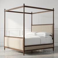 Lit rétro américain personnalisé avec un grand baldaquin, lit en bois extra large pour mobilier de chambre d'hôtel