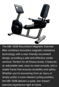 Vélo couché commercial MB FITNESS – Vélo <span class=keywords><strong>de</strong></span> fitness pour salle <span class=keywords><strong>de</strong></span> sport, fabriqué en Chine - Product Image 5