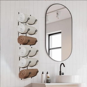 <span class=keywords><strong>Porte</strong></span>-serviettes mural en fer à 3 niveaux pour petites salles de bain, panier de rangement pour serviettes enroulées et étagères de rangement pour salle de bain - Product Image 3