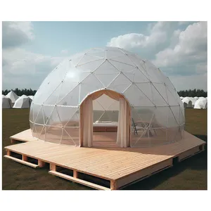 Tente dôme PV à cadre en aluminium tente de glamping tentes de camping imperméables avec salle de bain maison dôme ronde