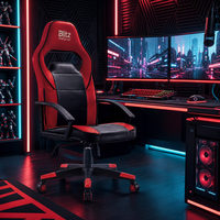 Chaise de jeu ergonomique à dossier haut, mécanisme d'inclinaison papillon, accoudoirs incurvés, chaise de bureau pivotante en cuir PU