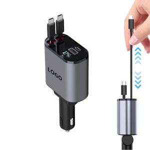 PD Mobile Fast Car Charger Portable 4 in 1 <b>USB</b> and <b>Type</b> <b>C</b> Port Retractable Car Charger Adapter with <b>Cable</b> - Product Image 2
