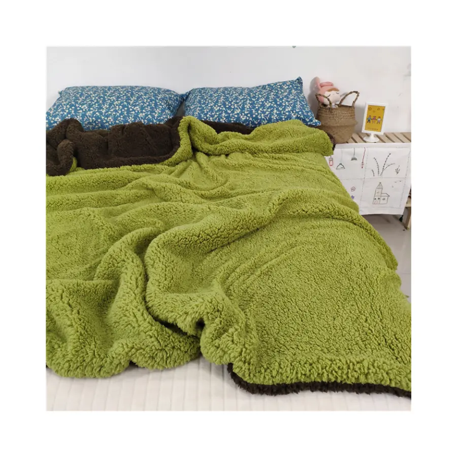 Sherpa coperte verde amazzone caldo vende doppio puro è adatto per la coperta spessa che guardare la Tv sul divano